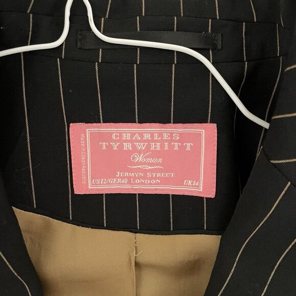 Charles Tyrwhitt Jermyn St. London Women's Wool Blend Blazer Jacket 12 Pinstripe - Picture 3 of 6